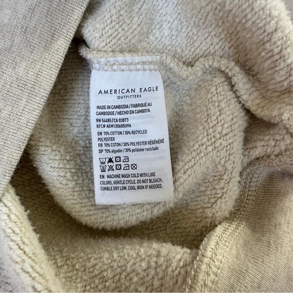 American Eagle Oversized Hoodie Crewneck Ivory Relaxed Fit Women’s Size Small - Picture 5 of 9